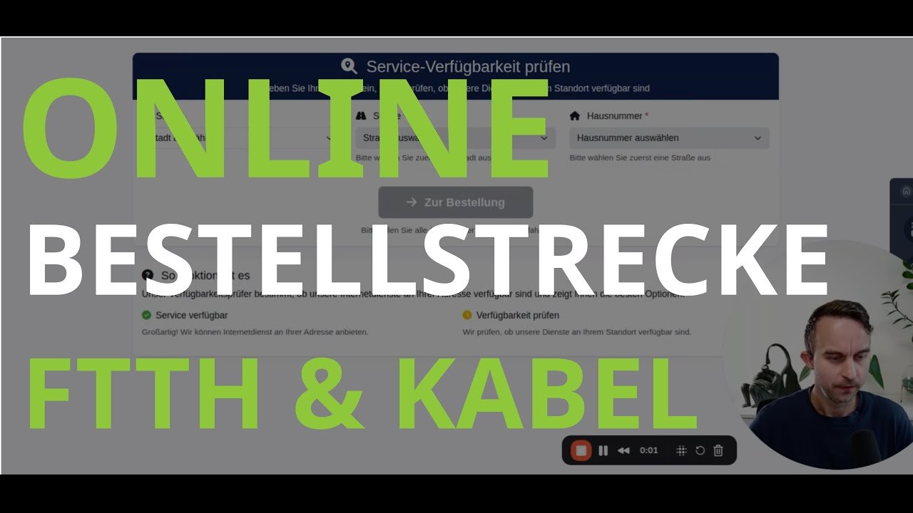 Order-Portal-Adressprüfung hinter der Überschrift Online-Bestellstrecke FTTH und Kabel